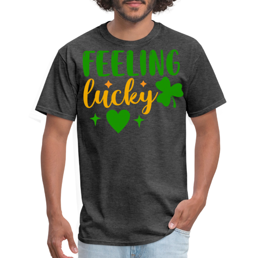 Feeling Lucky Shamrock Tee For Irish Celebrations T-shirt - heather black