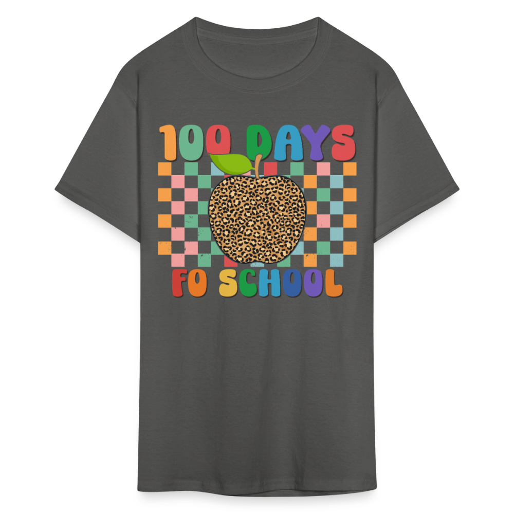 Leopard Print 100 Days of School Shirt Teacher Gifts Unisex T-shirt - charcoal