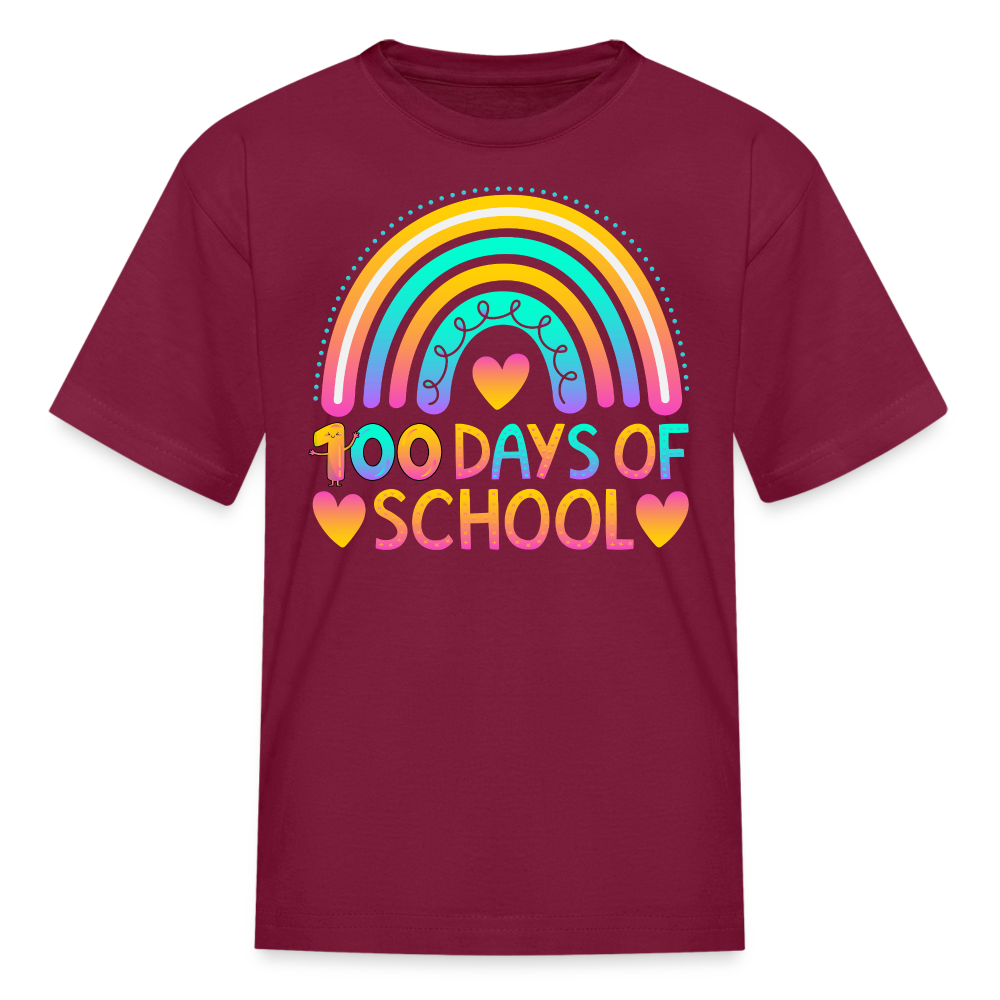 Rainbow 100 Days of School Kids' T-Shirt - burgundy