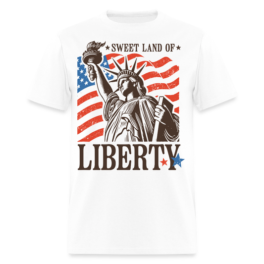 Sweet Land Of Liberty Fourth Of July Patriotic T-Shirt - white