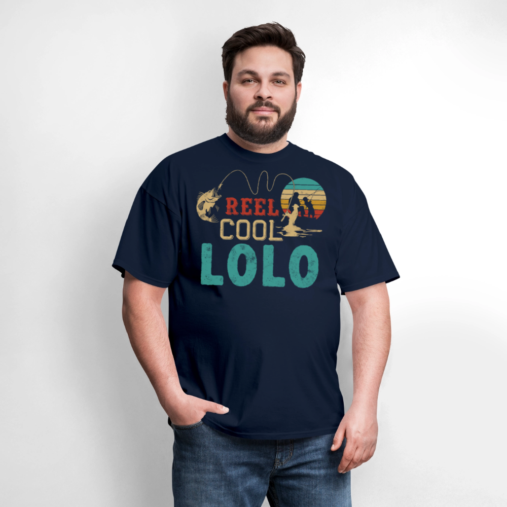 Reel Cool Lolo Retro Fishing Gifts For Grandpa T-shirt - navy