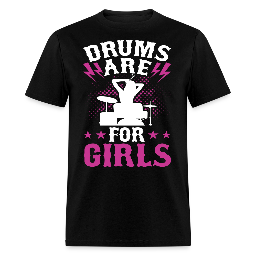 Empowering Music Tee Girls Who Play Drums T-shirt - black