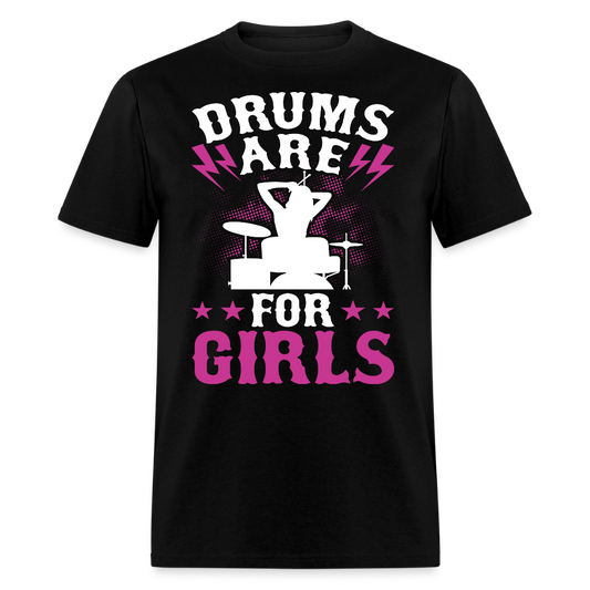 Empowering Music Tee Girls Who Play Drums T-shirt - black