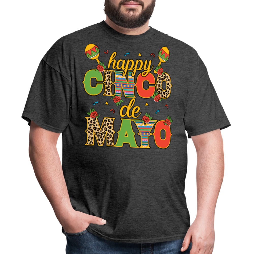 Leopard Print Cinco de Mayo Celebration T-shirt - heather black