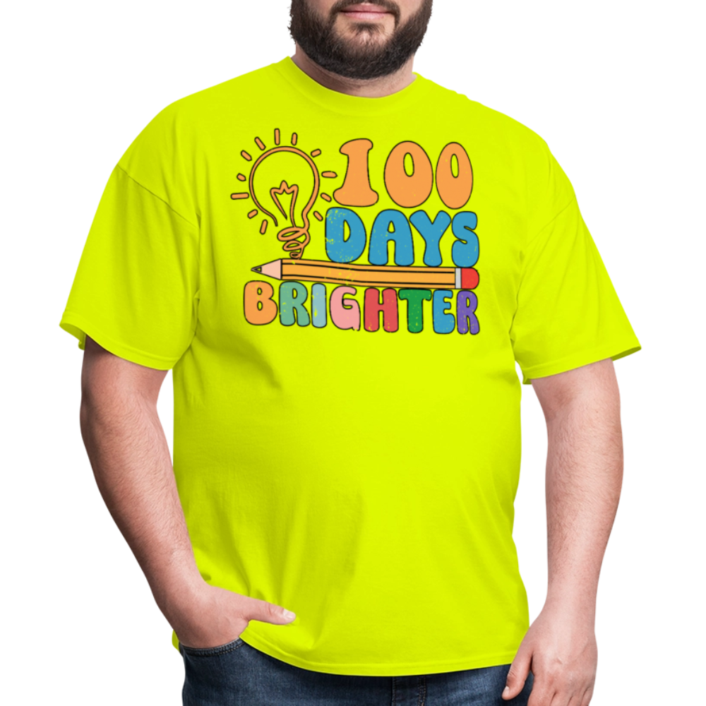 100 Days Brighter Shirt for Teachers Fun School Milestone T-Shirt - safety green