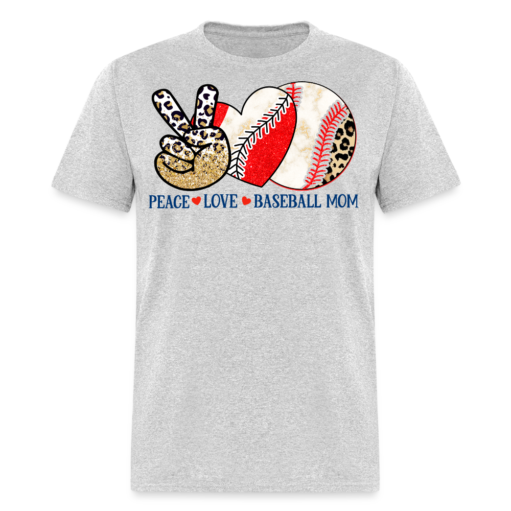 Baseball Mom Graphic Tee With Leopard Print T-shirt - heather gray
