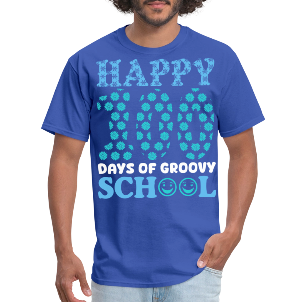 Groovy 100th-day School Celebration Tee Teacher Appreciation Gift T-shirt - royal blue