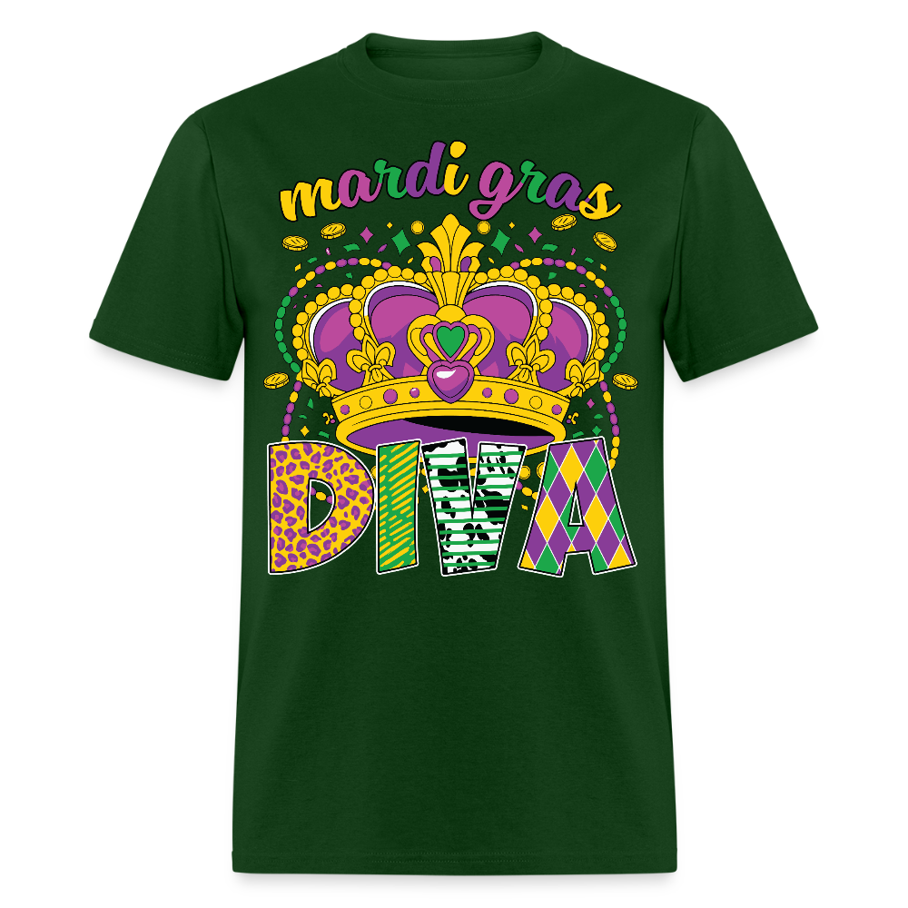 Mardi Gras Diva Shirt For Women Mardi Gras Queen T-shirt - forest green