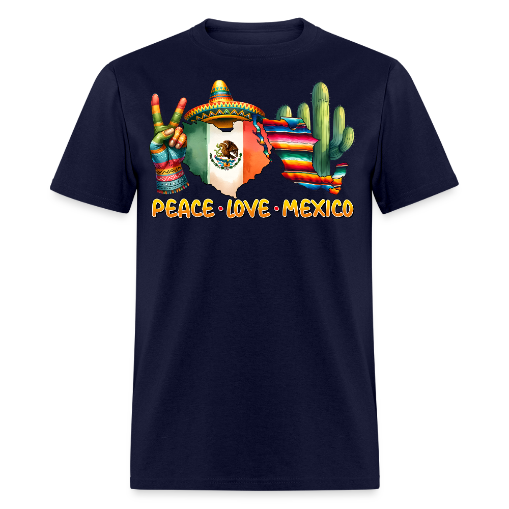 Peace Love Mexico Cultural Tee Mexican Pride T-shirt - navy