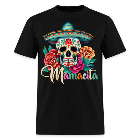 Mamacita Mexican Skull Design Tee Mexican Sugar Skull T-shirt - black