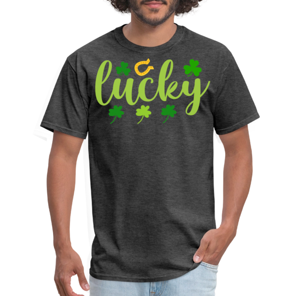 Irish Shamrock Lucky Tee St. Patrick’s Day Lucky Tee For Women T-shirt - heather black