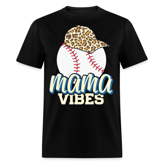 Mama Vibes Baseball Tee Leopard Print Sports Mom T-shirt - black
