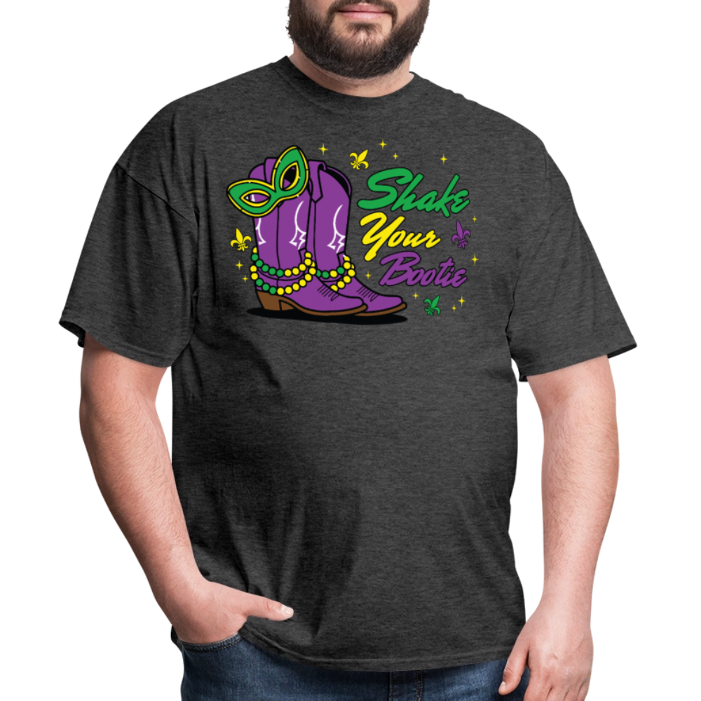 Shake Your Bootie Mardi Gras Tee Masquerade Party T-shirt - heather black