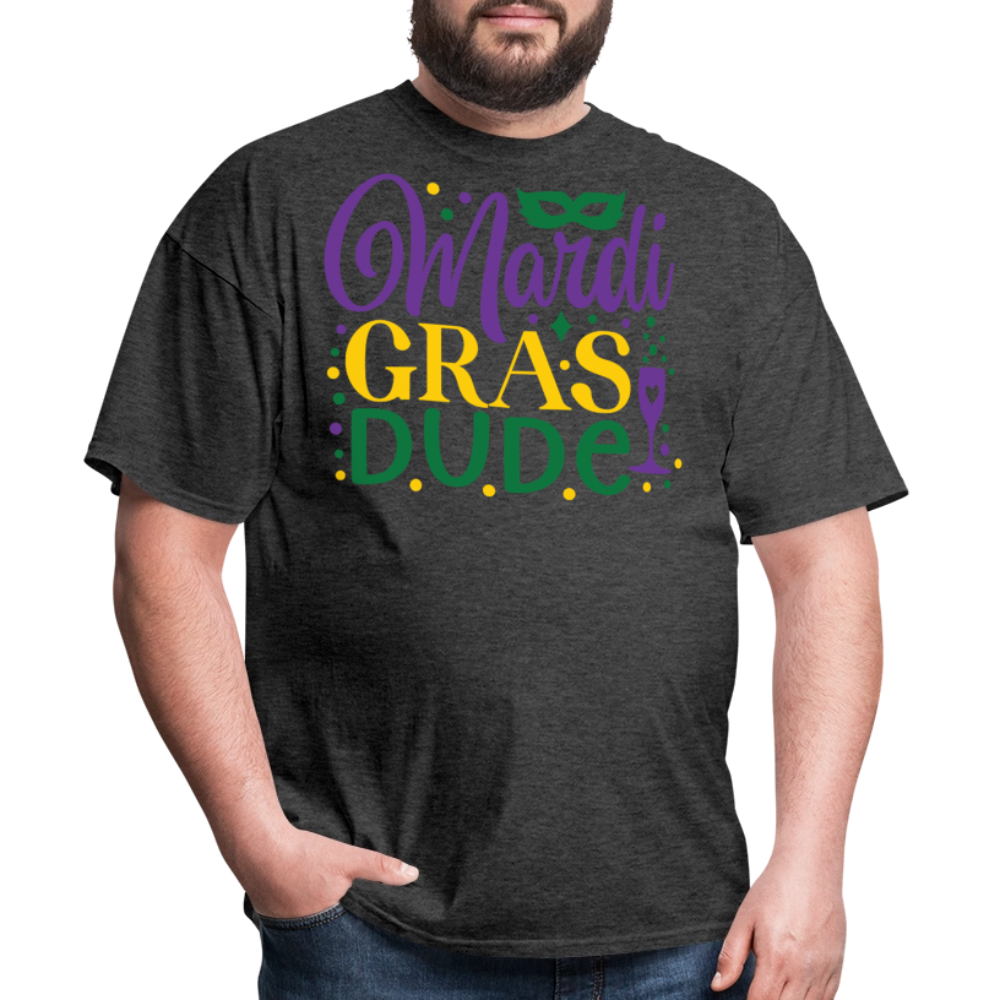 Unique Mardi Gras Dude Graphic T-shirt - heather black