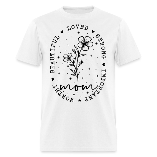 Strong And Beautiful Mom Floral T-shirt - white