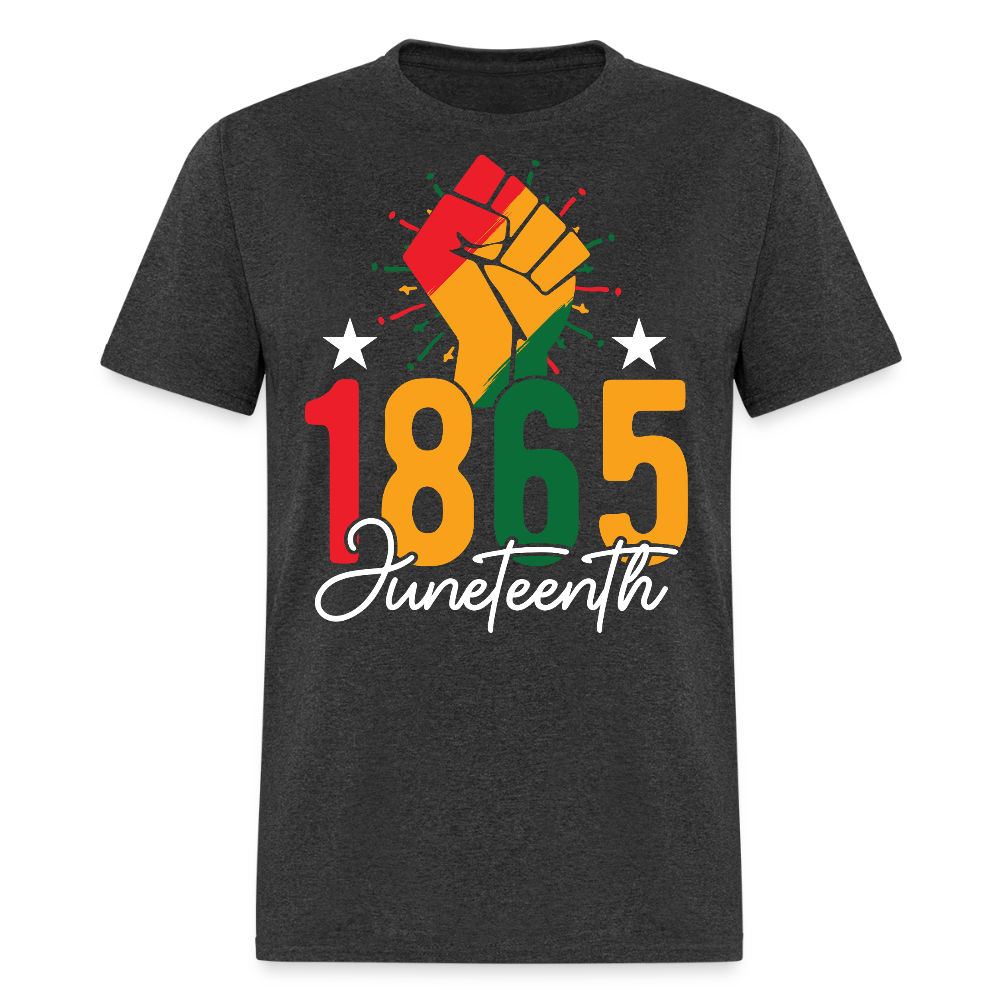 Raised Fist Black Power Juneteenth 1865 T-shirt - heather black