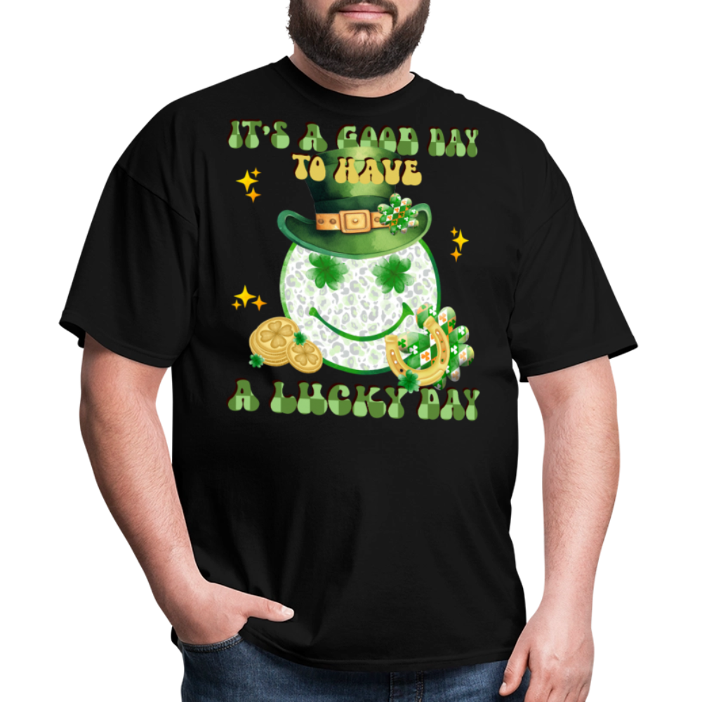 Cute Shamrock Lucky Charm Smiley Face T-shirt - black