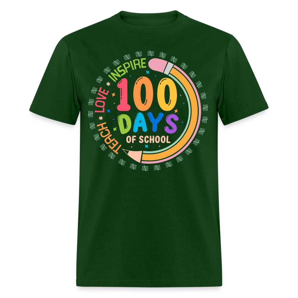 100th Days Of School Shirt For Teachers School Milestone Celebration T-shirt - forest green