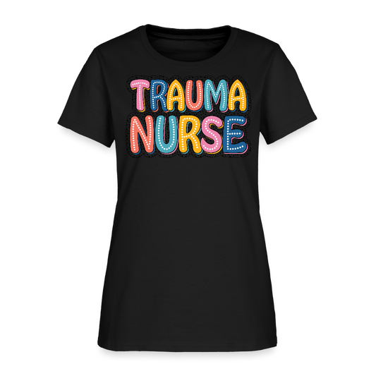 Colorful Trauma Nurse T-Shirt - black