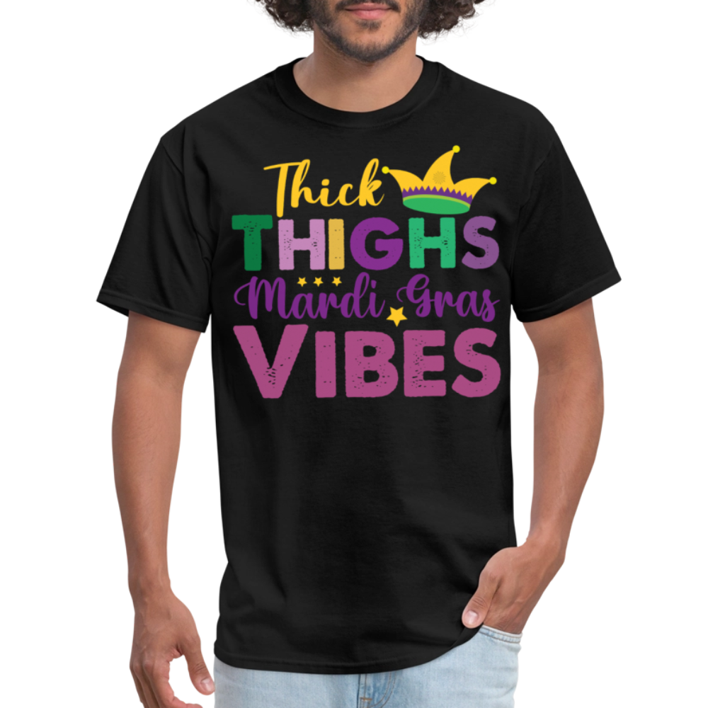 Thick Thighs Mardi Gras Vibes Shirt Mardi Gras Funny T-shirt - black