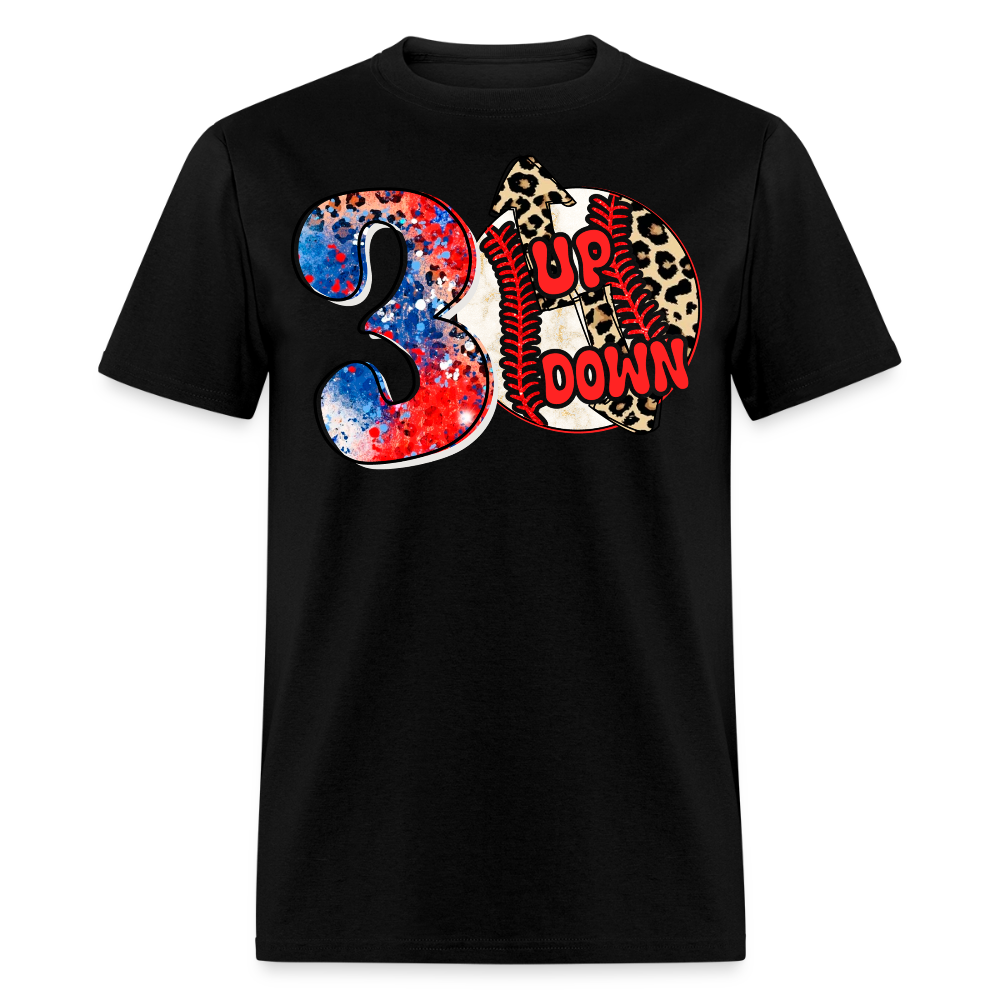 Leopard Print Baseball Mom T-Shirt - black