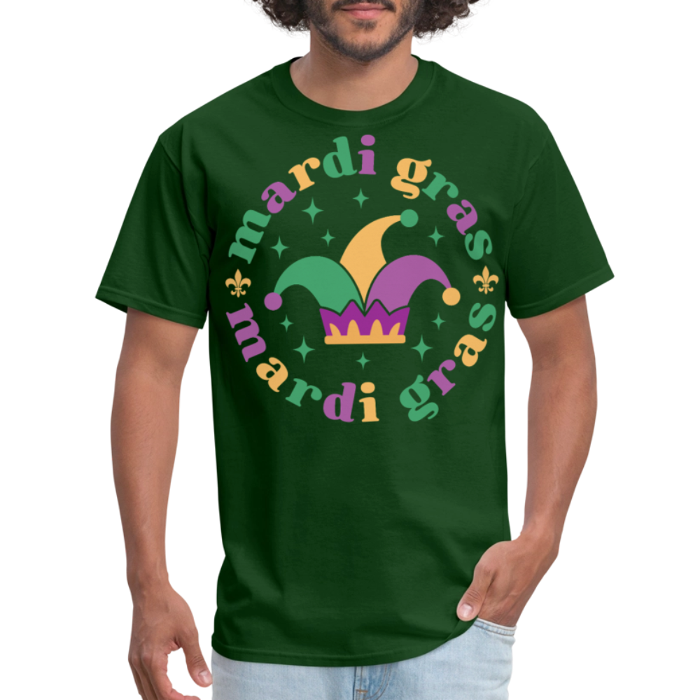 Funny Mardi Gras Jester Hat Unisex T-shirt - forest green