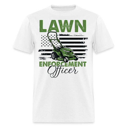 Lawn Enforcement Officer Dad T-shirt - white