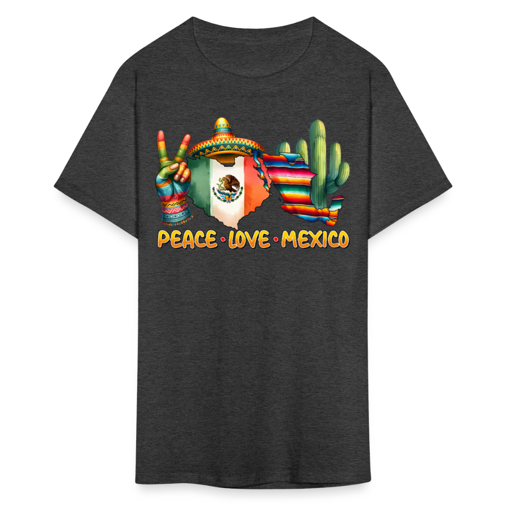 Peace Love Mexico Cultural Tee Mexican Pride T-shirt - heather black