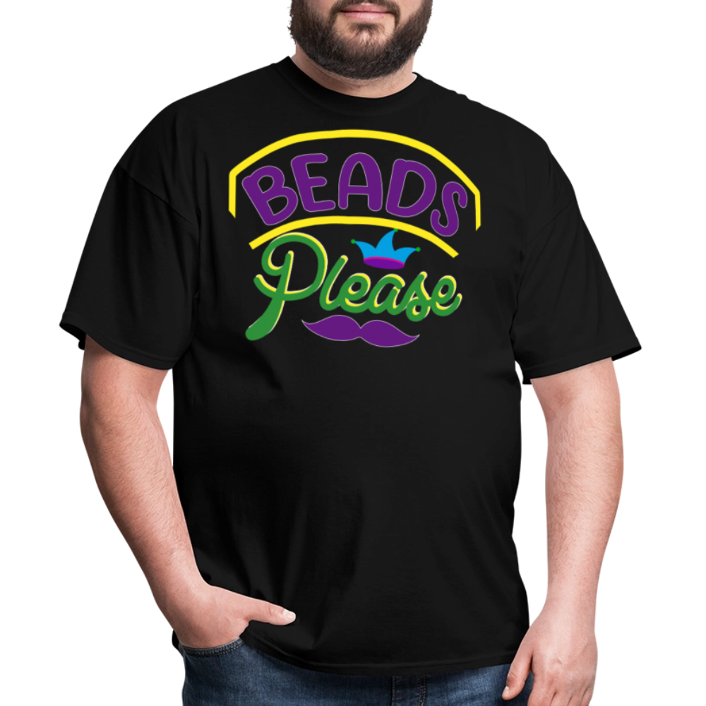 Beads Please Mardi Gras Novelty T-shirt - black