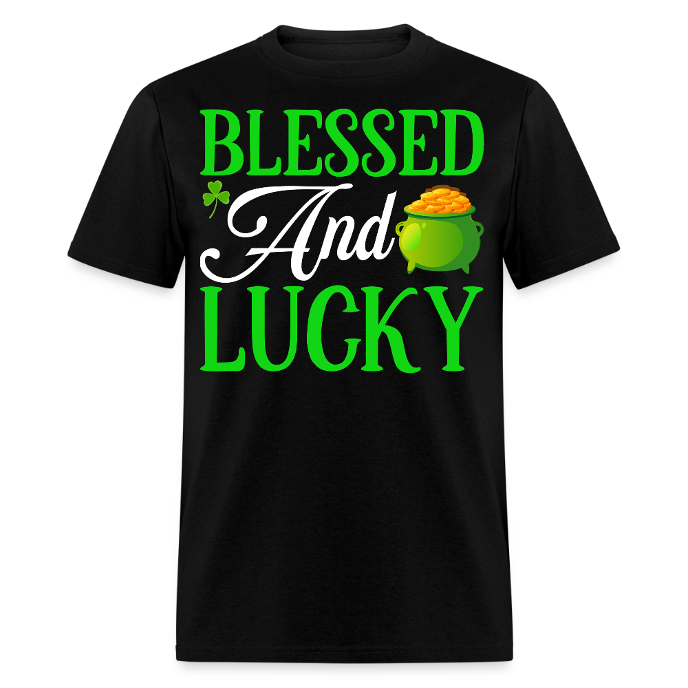 Funny Irish Blessed And Lucky Christian T-shirt - black