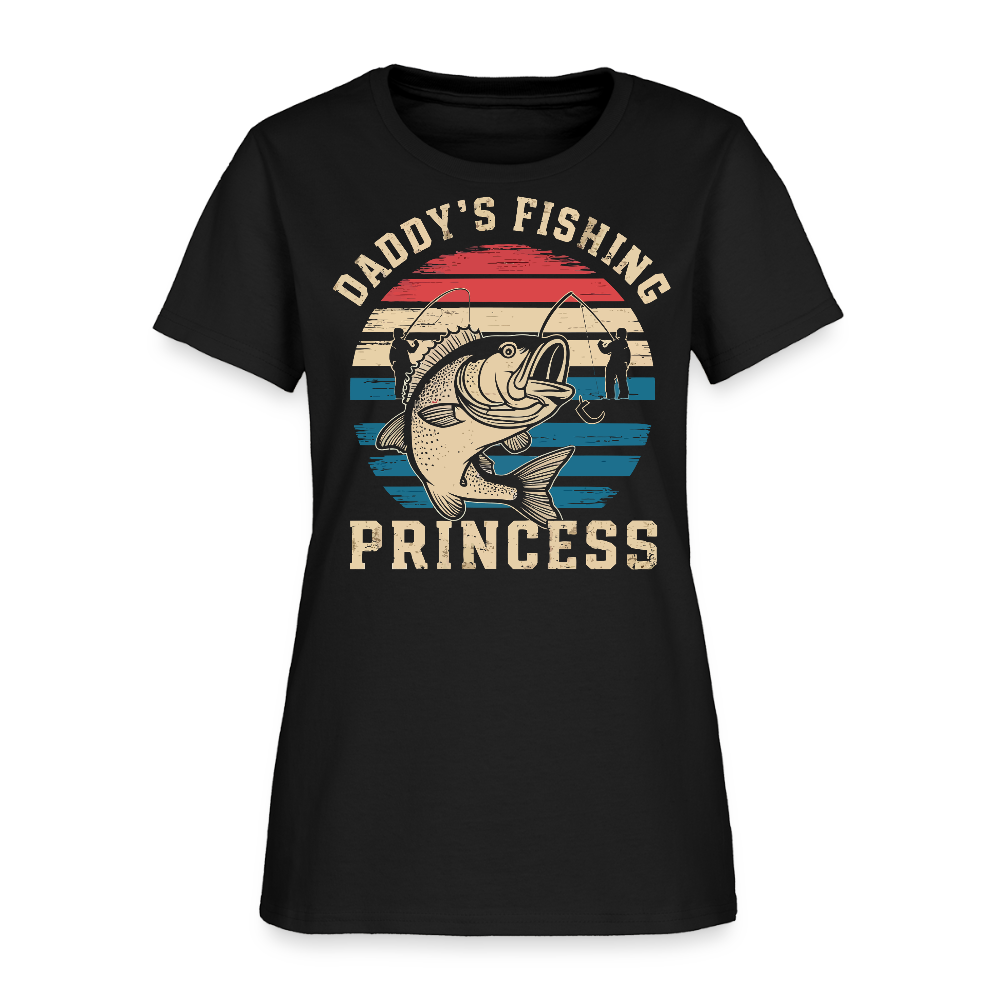 Daddy’s Fishing Princess Father Daughter Gift T-Shirt - black