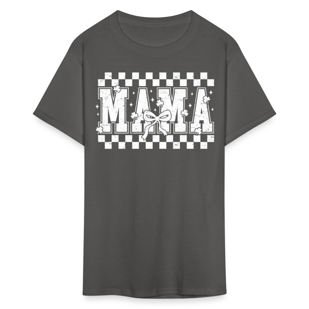 Distressed Mama Clover St. Patrick's Day Gift Tee - charcoal