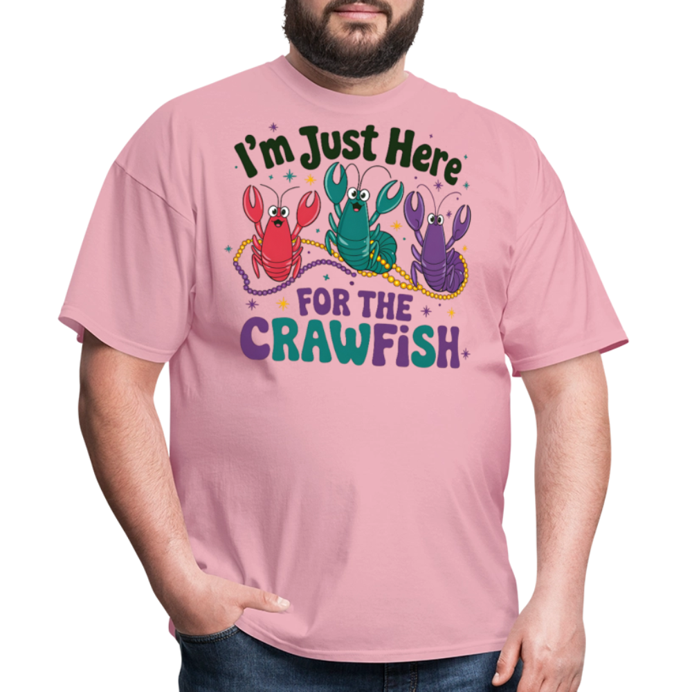 I'm Just Here For The Crawfish Tee Funny Mardi Gras Crawfish T-Shirt - pink