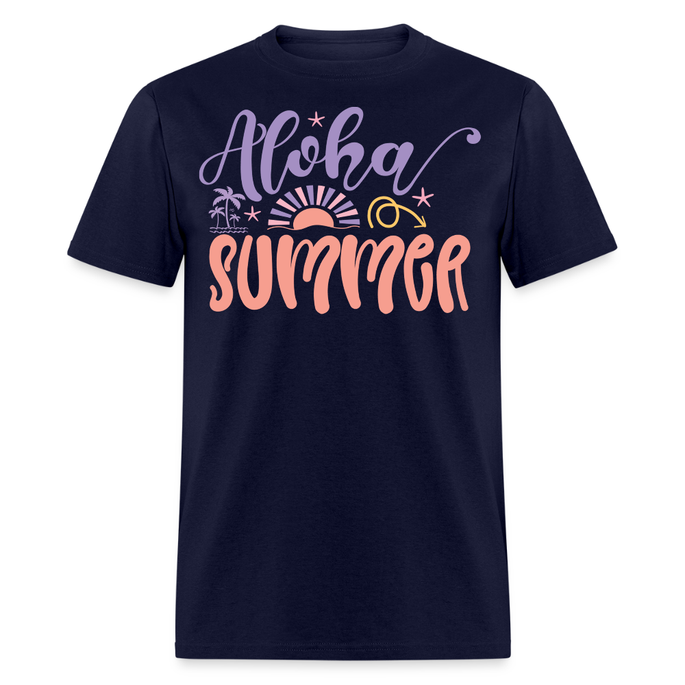 Aloha Summer Tropical Vacation T-shirt - navy