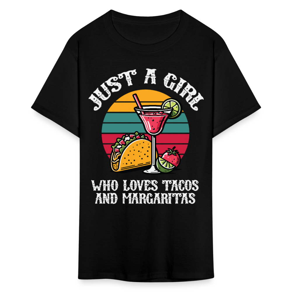 Just A Girl Who Loves Tacos And Margaritas Tee Funny Mexican Food T-shirt - black