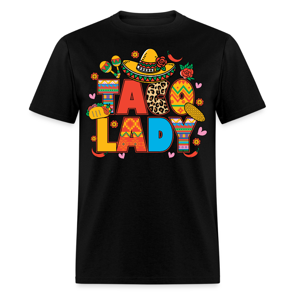 Funny Taco lover Shirt For Women Colorful Taco Lady T-shirt - black