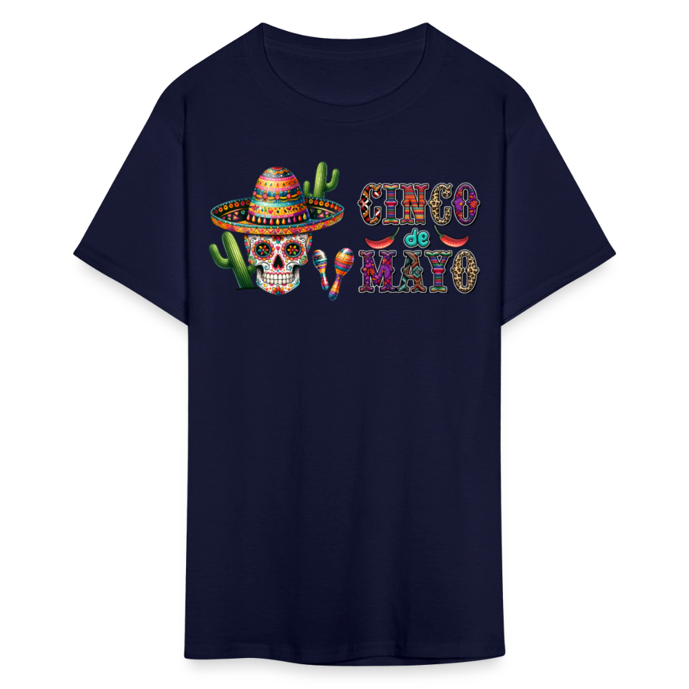 Cinco de Mayo Party Outfit Mexican Sugar Skull T-shirt - navy