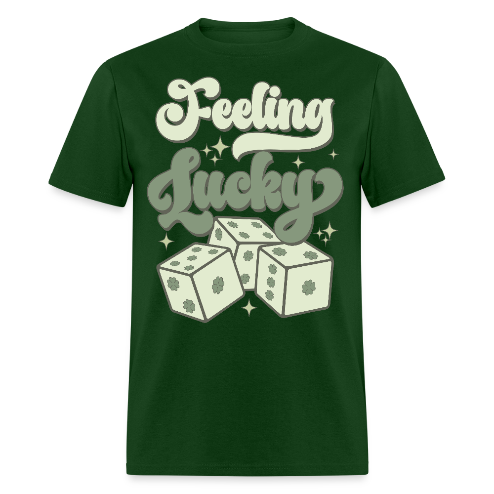 Feeling Lucky St Patrick’s Day Clover and Dice T-shirt - forest green