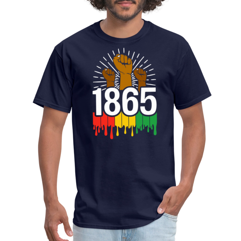 Juneteenth 1865 Tee for Black History Month Raised Fist Revolution T-shirt - navy