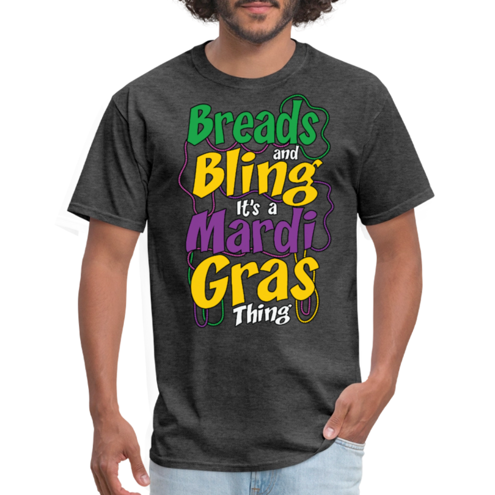 Beads And Bling Mardi Gras Colorful Festive T-shirt - heather black