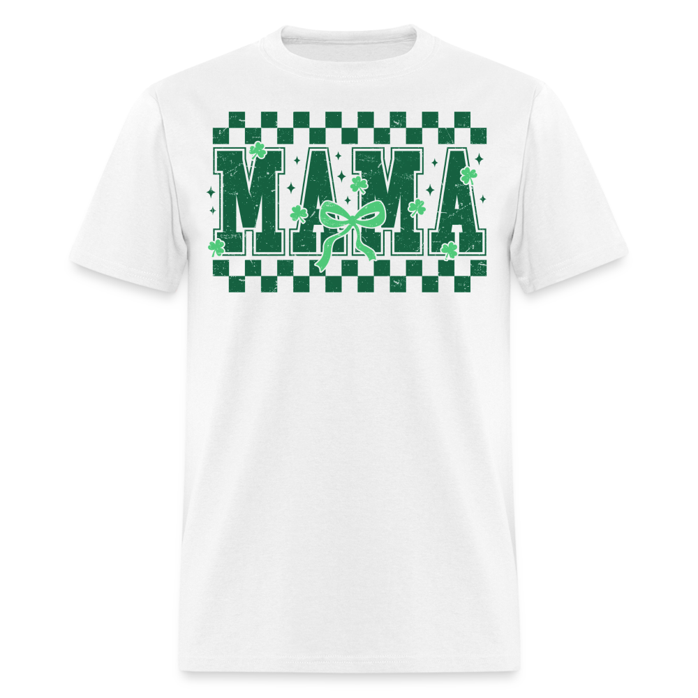 Distressed Lucky Mama Clover St. Patrick's Day Gift Tee - white