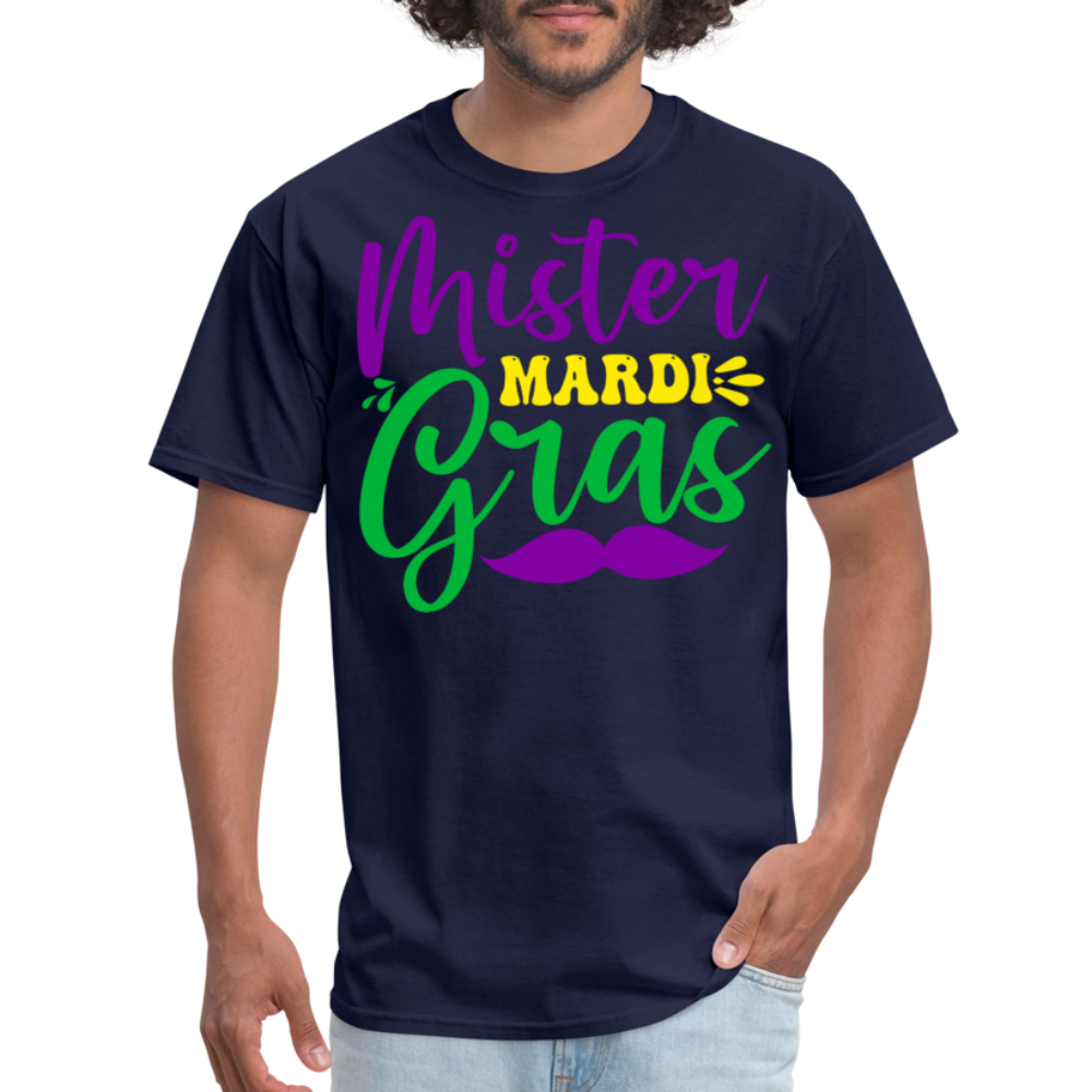 Men's Mardi Gras Graphic Tee Mister Mardi Gras Party T-Shirt - navy