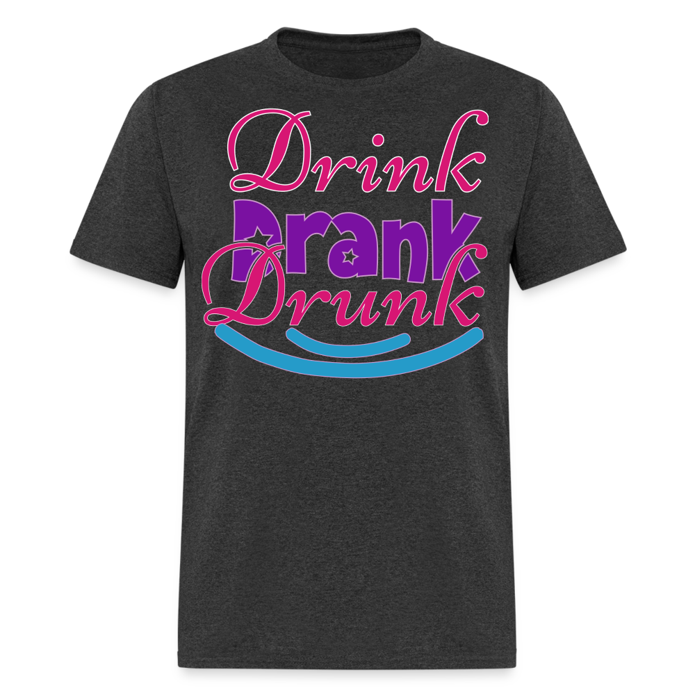 Mardi Gras Funny Drinking Shirts For Men Drink Drank Drunk T-shirt - heather black