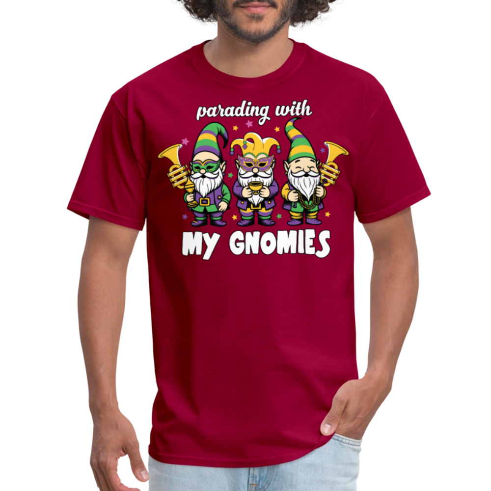 Parading With my Gnomies Festival Shirt Funny Mardi Gras T-shirt - dark red