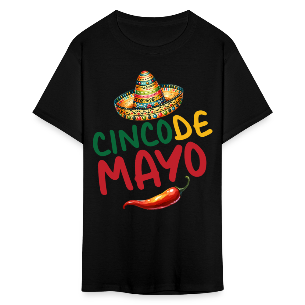 Mexican Sombrero And Chili Pepper Tee Cinco de Mayo Party T-shirt - black