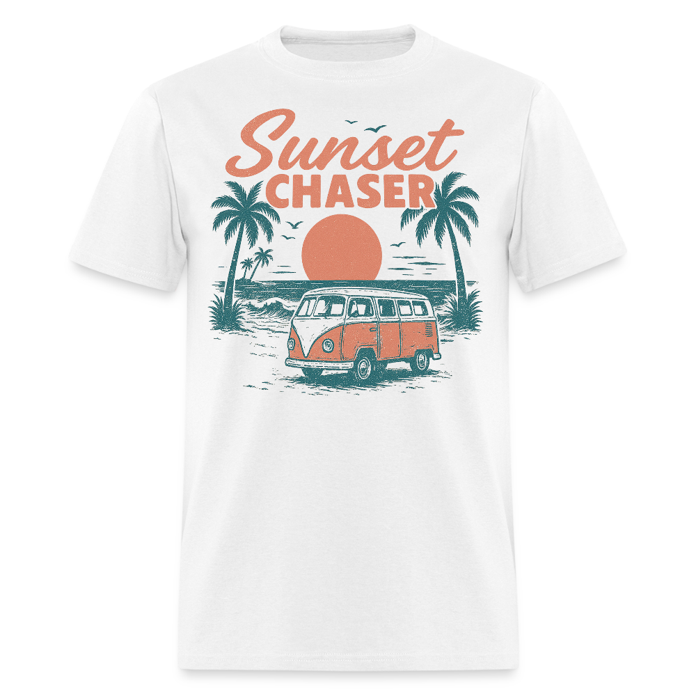 Retro Sunset Beach Travel T-shirt - white