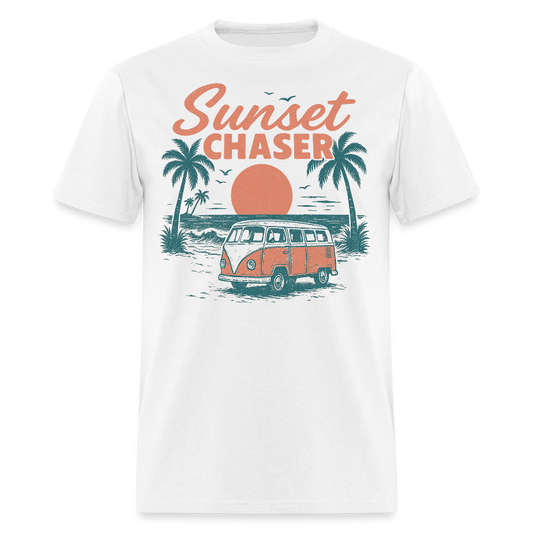Retro Sunset Beach Travel T-shirt - white
