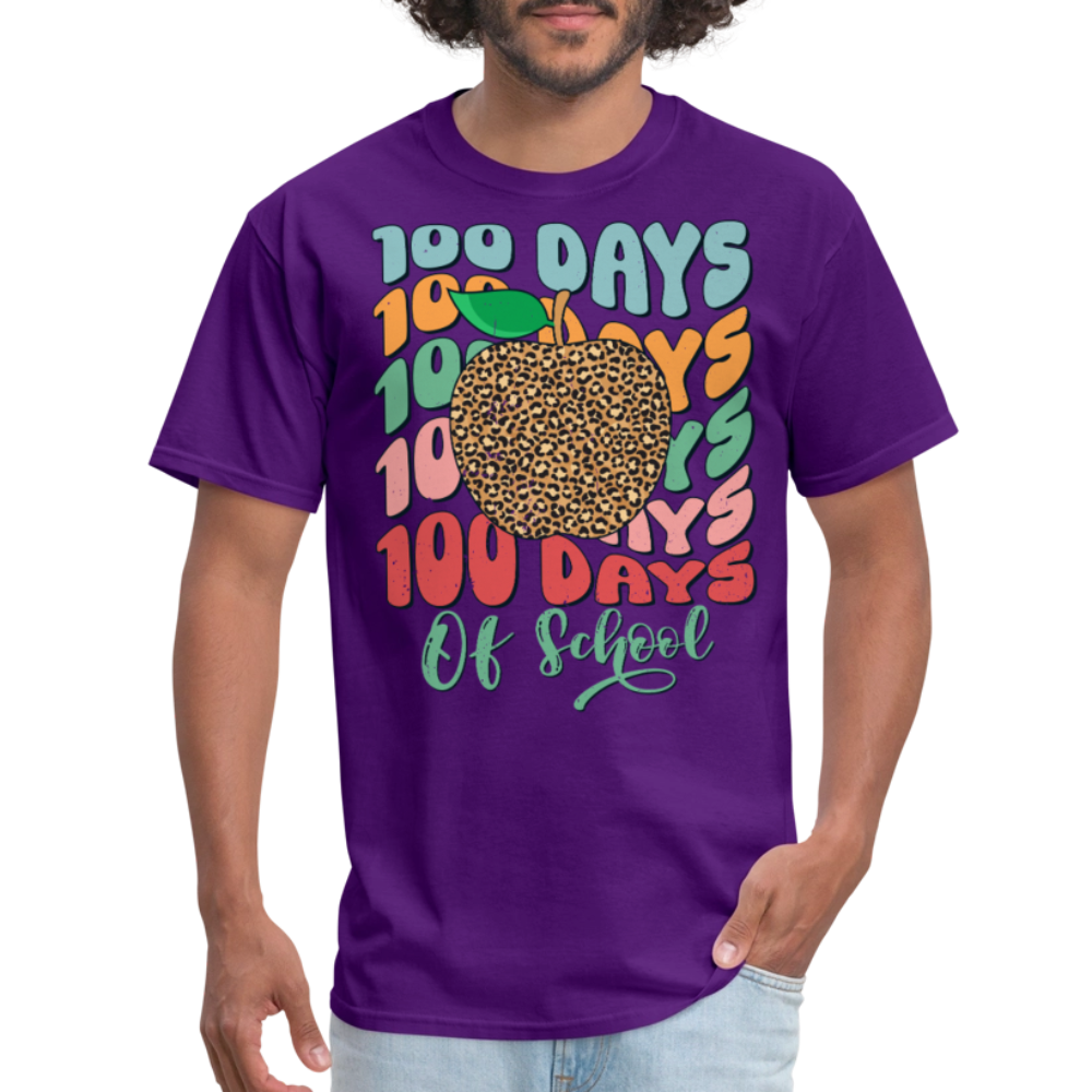 Leopard print 100 Days Of School Teacher Appreciation Gifts T-shirt - purple