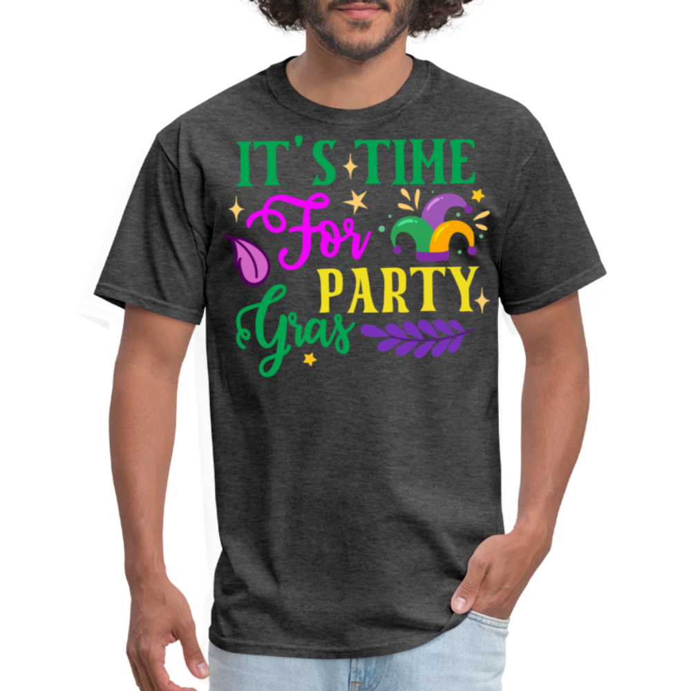 Funny Mardi Gras Festival Tee It's Time for Party Gras T-shirt - heather black