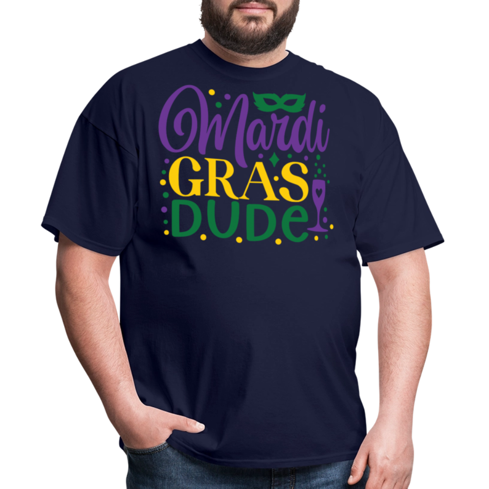 Unique Mardi Gras Dude Graphic T-shirt - navy